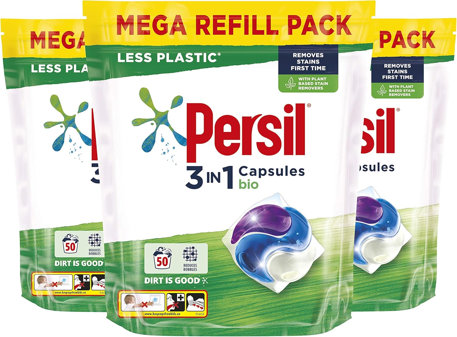 Persil 3 in 1 Bio Stain Removal Firsttime Laundry Detergent Washing