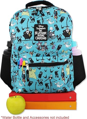 Miniatura 6 de Disney Nightmare Before Christmas - Mochila escolar de 16 pulgadas para niños, verde azulado, Disney Nightmare Before Christmas Kids - Mochila