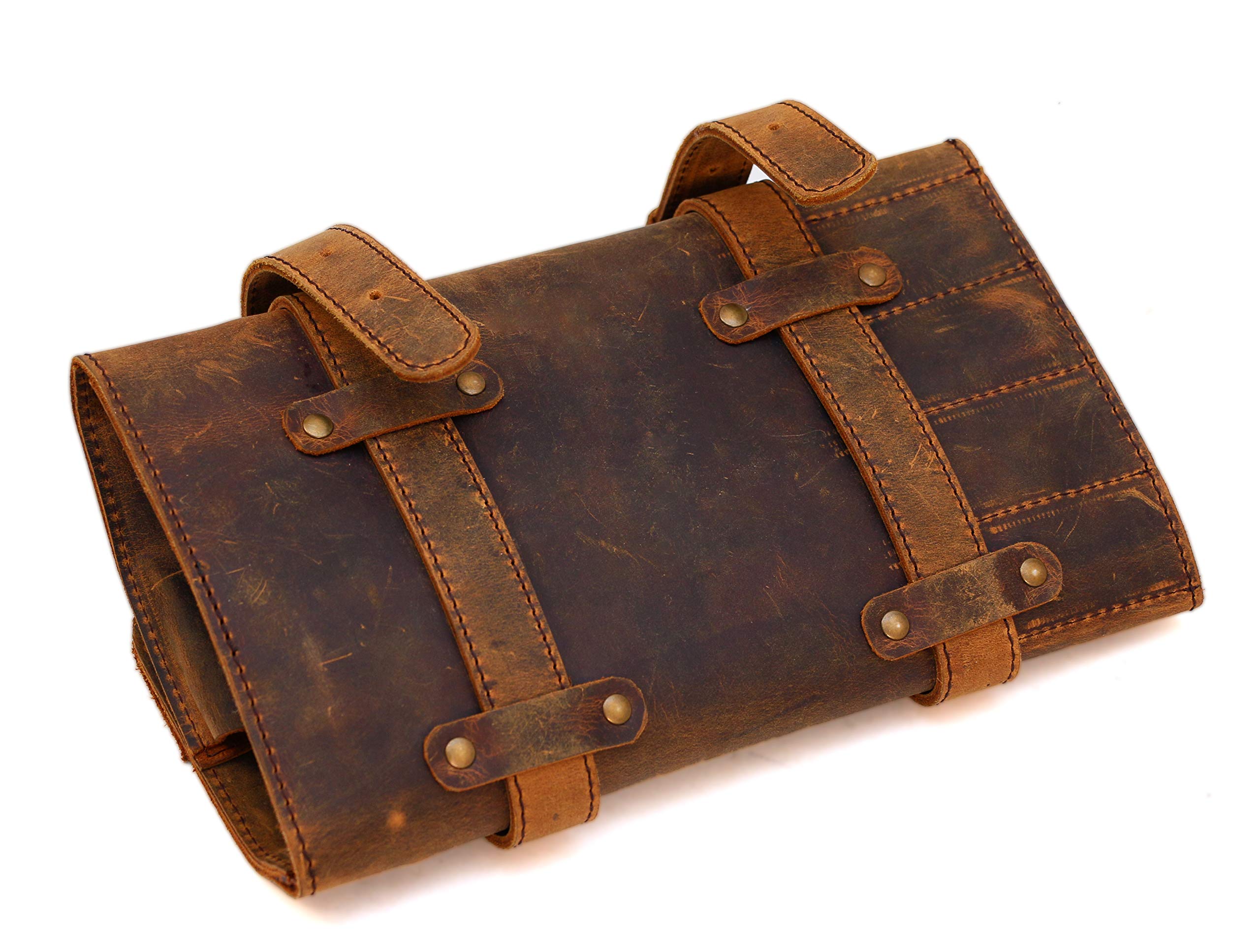 THE BIKERZ LEATHER TOOL ROLL FOR MOTORCYCLE/CAR/HOME TOOLS