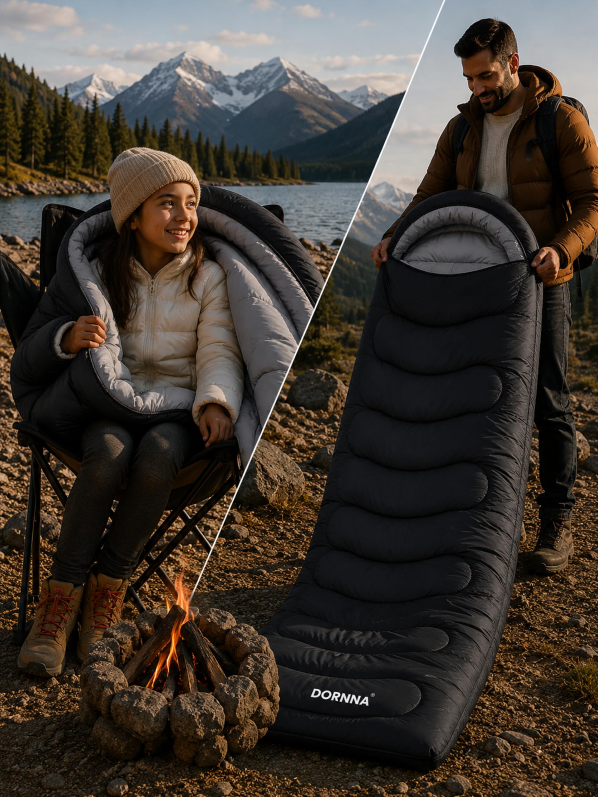 Sac de couchage pour adulte et enfants d'été et d'hiver, sac de couchage ultra léger 4 saisons, camping, randonnée, voyage en plein air.