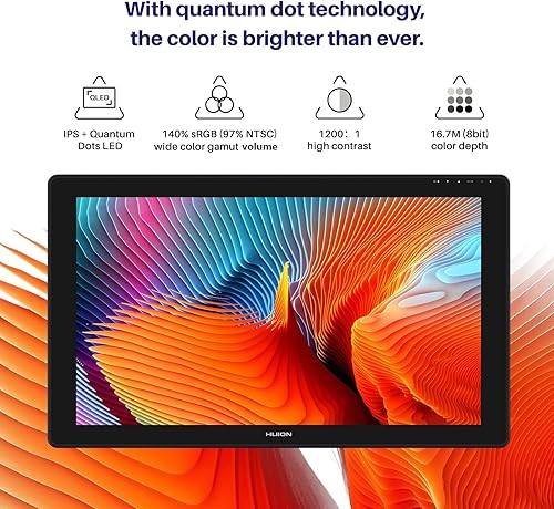 Miniatura 4 de HUION Kamvas 24 Plus 2.5K QHD Tableta de dibujo gráfico con pantalla, monitor de dibujo QD laminado completo 140%sRGB con lápiz capacitivo sin