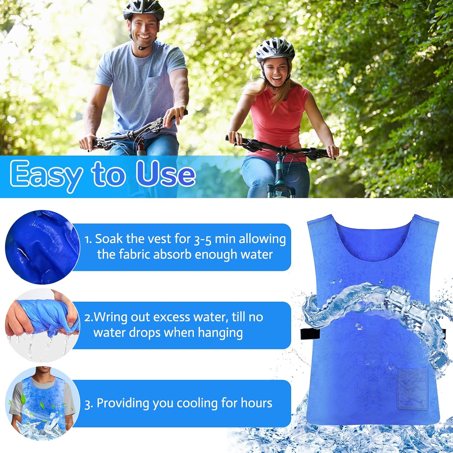 Ice Cooling Vest for Men Women, Reusable Adjustable Cold Coat Fabric Sport Cool Vest Body for Cycling, Running Outdoor Sports in Hot Weather