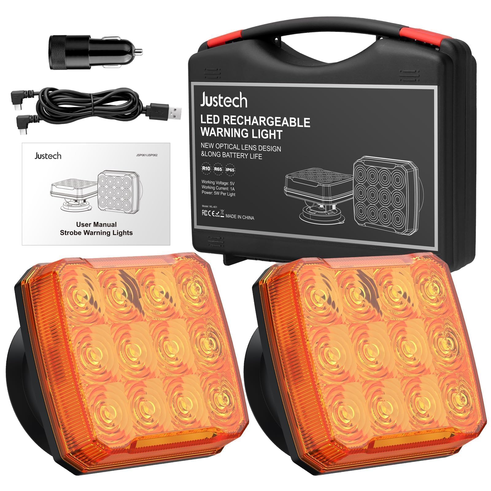 Justech 2Pezzi Luce del Rimorchio Senza Fili Fanali Posteriori Magnetico Super Luminoso 12/24V Impermeabile IP65 Universali per Camion Rimorchi E-Mark