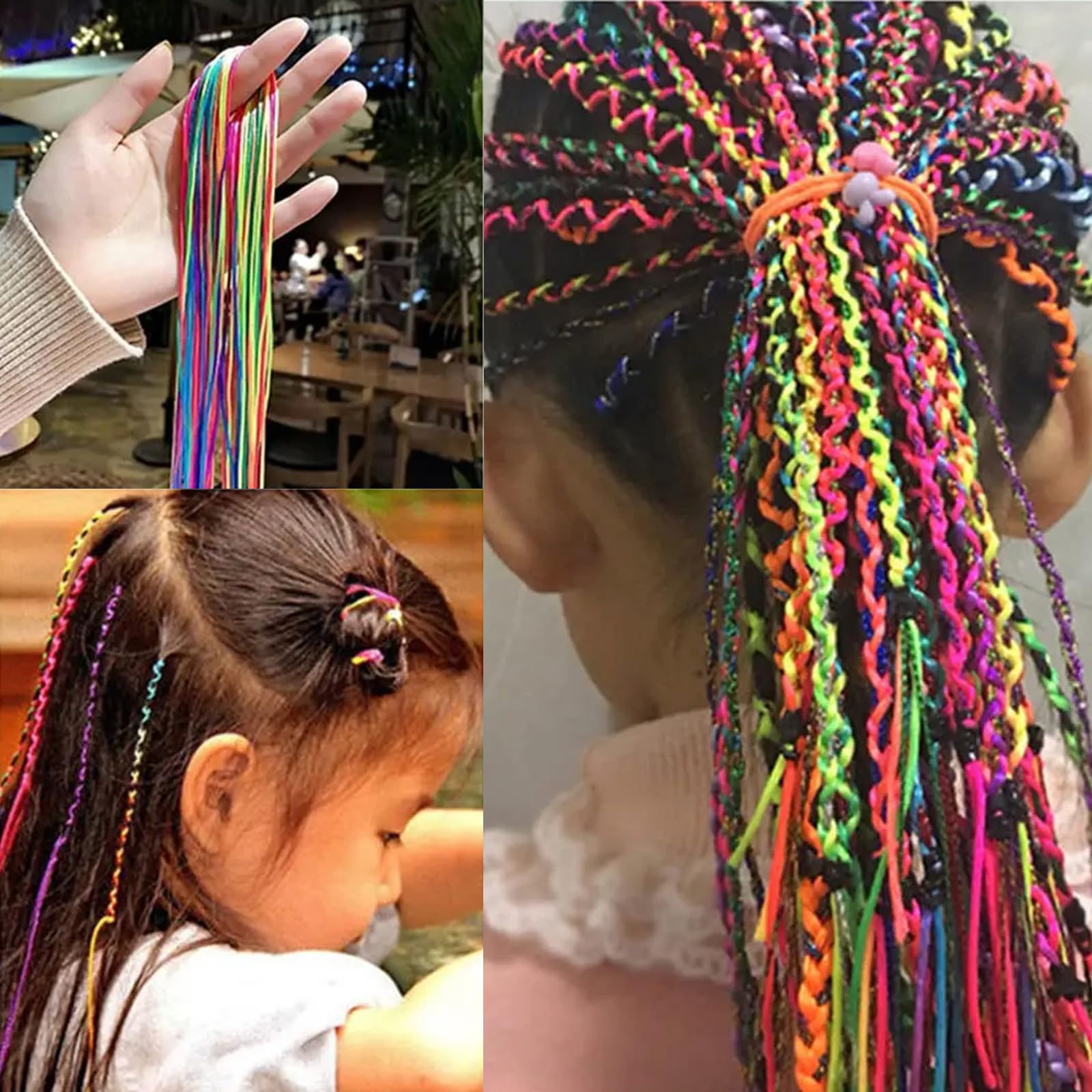 Giantree 30 stuks kleurrijke haarband, regenboog vlechten haarband voor vlechten gradiënt kleur haar touw band 80 cm haarlinten voor vrouwen doe-het-zelf paardenstaart vlechten haarstyling accessoires