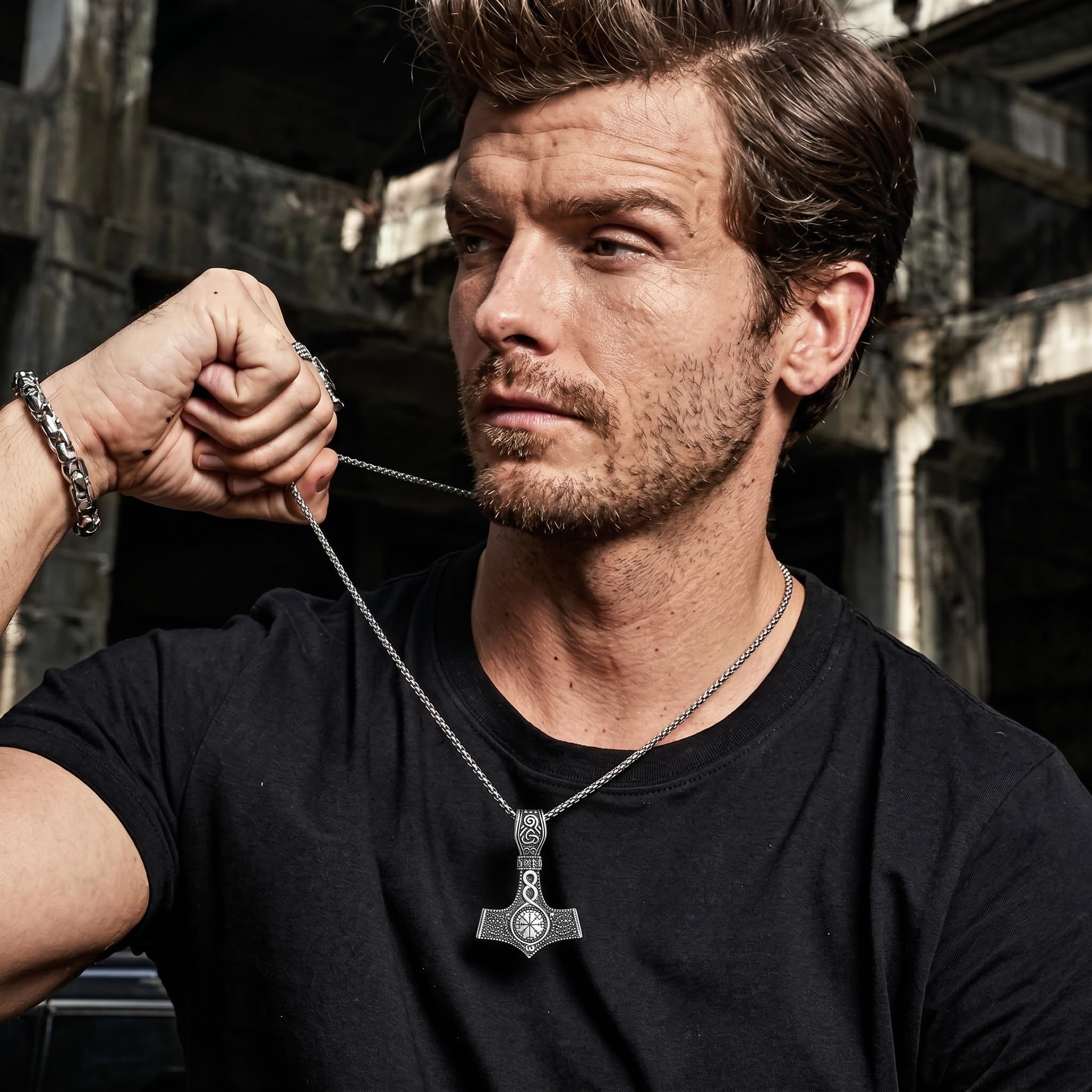 URONE Thor-Hammer-Kette Sterlingsilber Mjölnir-Anhänger Nordisches Runen-Amulett Wikinger-Schmuck Geschenkidee Für Herren