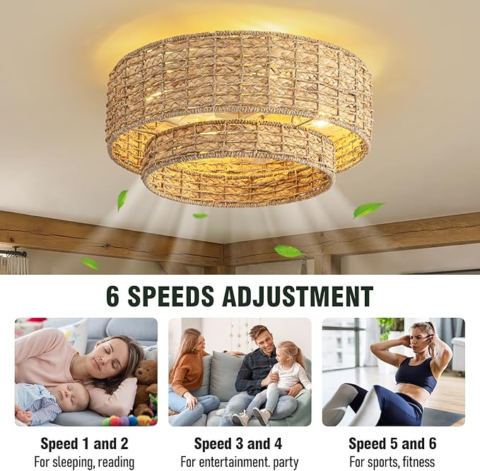 Ventilador de Techo 18" Con Luz y Control Remoto, 6 Velocida miniatura 6
