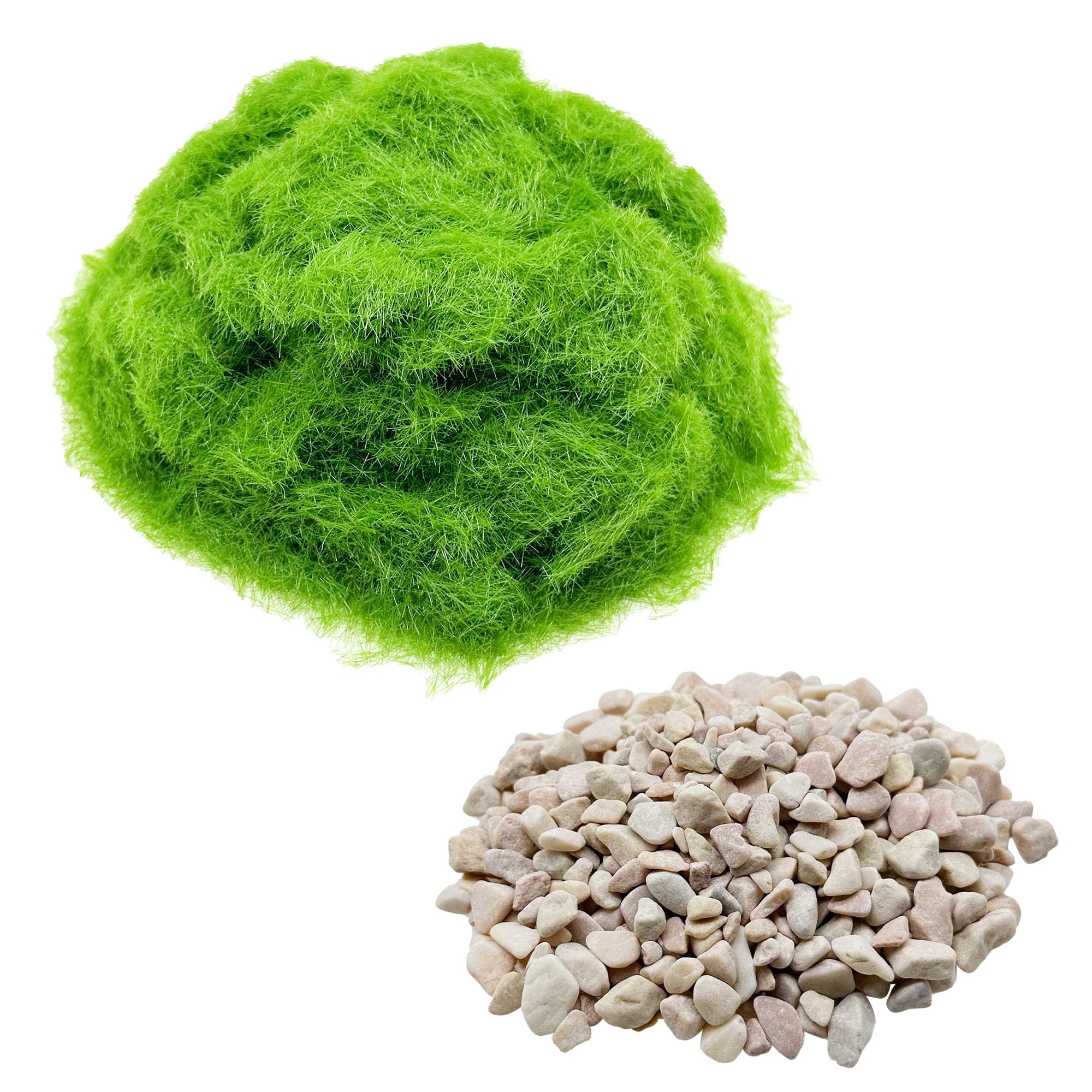 Cayway Static Grass Powder, Mixed Model Grass with Miniatures Model Stone for Scenery Basing Material Kit, Micro Landscape Decor, Light Green