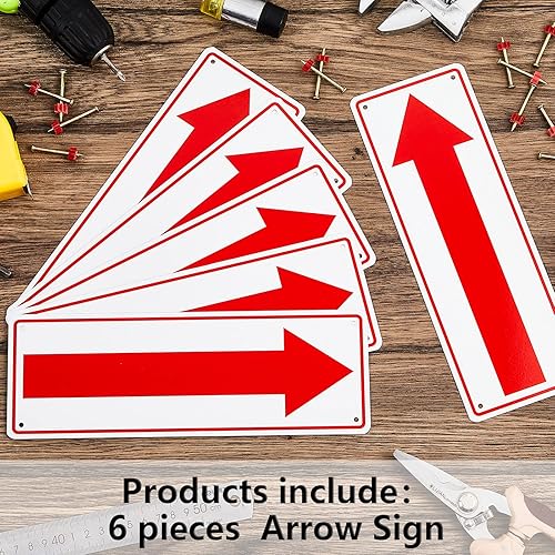 Miniatura 3 de Moxweyeni Letrero de flecha reflectante de aluminio de 10 x 3.5 pulgadas, letrero de flecha de metal para carretera, flecha derecha, dirección,