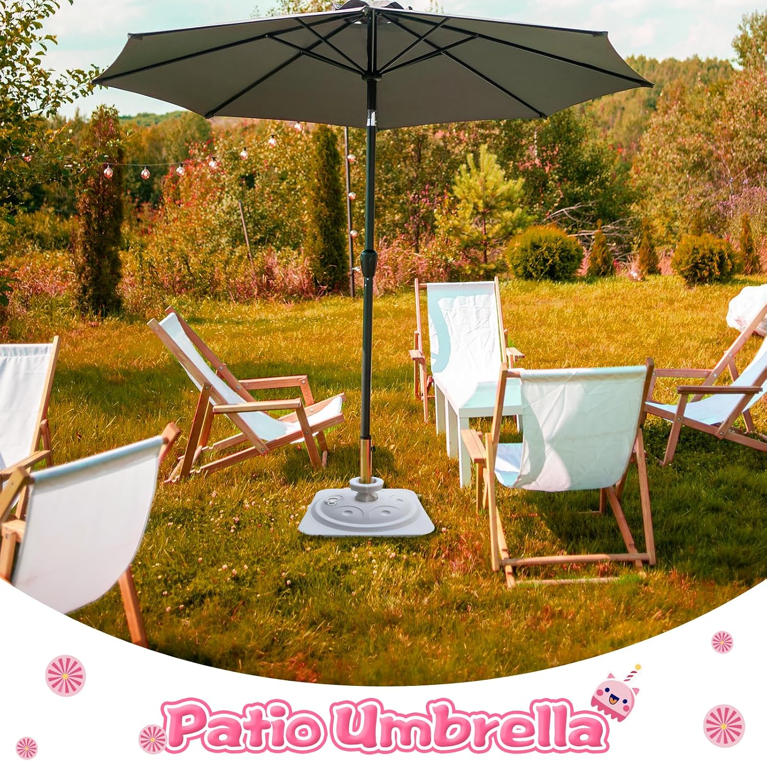 Generic Patio Umbrella Stand Umbrella Stand Heavy Duty Parasol Accessories Water Filled Umbrella Holder for Outdoor Beach Party Patio, White, 34cmx15cm