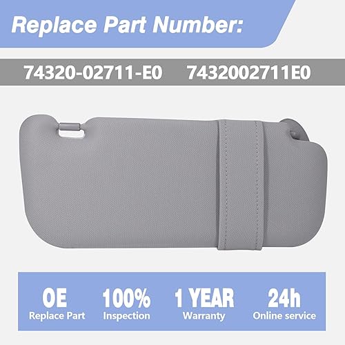 Miniatura 3 de CULMKARI Parasol para el lado del conductor para Toyota Corolla 2007-2013, parasol de protección solar delantero izquierdo gris, repuesto con número