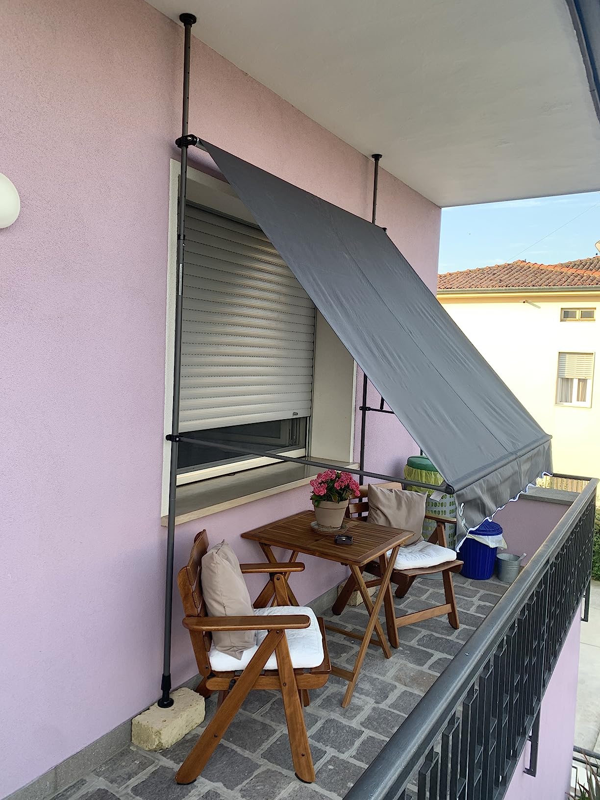 Tenda Da Sole Avvolgibile Manuale VOUNOT - 200x120 Cm, Altezza Regolabile 210-300 Cm, Tela In Poliestere, Per Balcone E Giardino