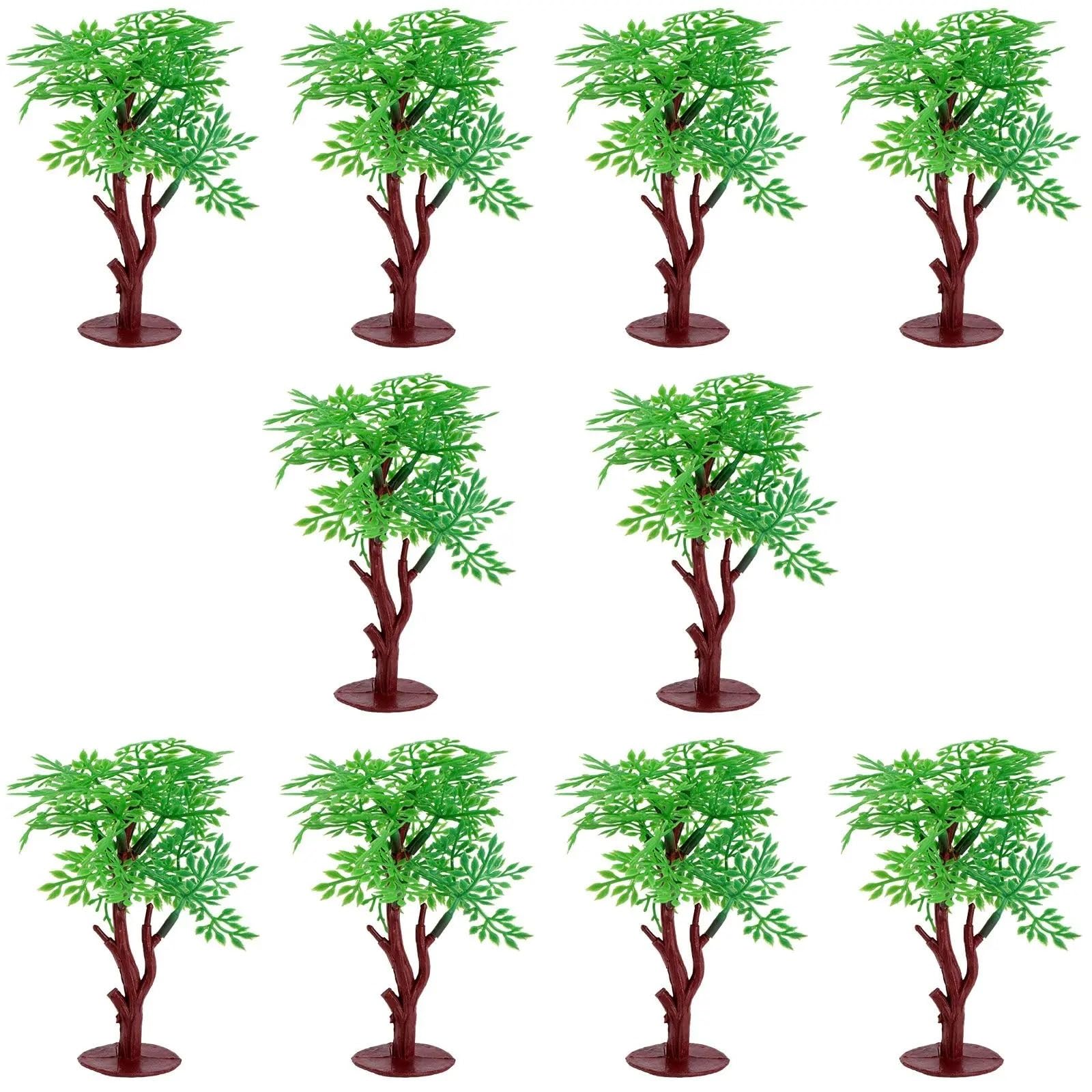 SPPEOUKJ 10 Pcs Artificial Plant Model Trees Green Landscape Miniature Plants For Railroad Diorama Scenery Model
