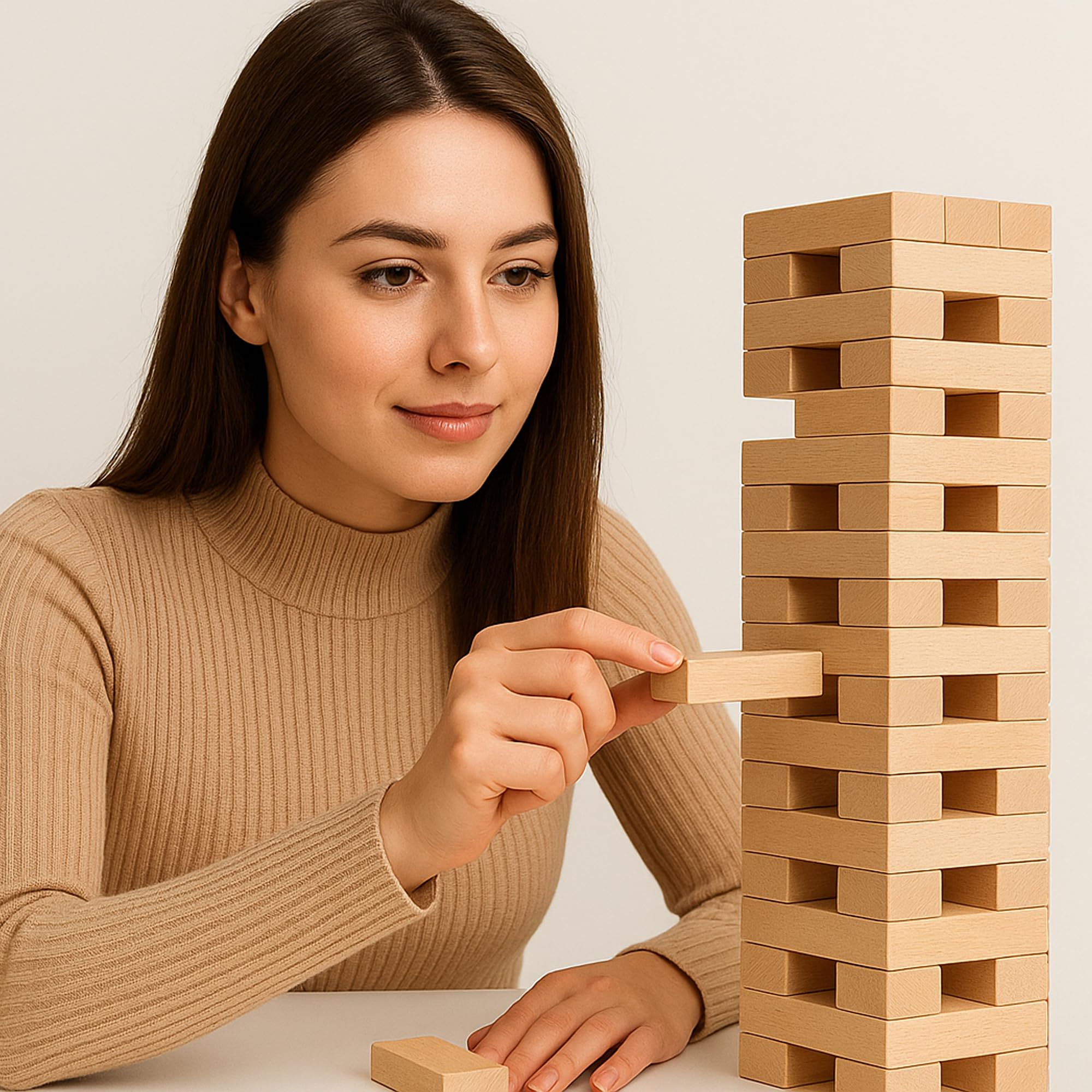 Toyrific Premium Wooden Tower Balance Blocks Game 39 Pieces Stacking Game for Kids Adults Family Party Indoor Outdoor Tabletop Premium Gift Set 4