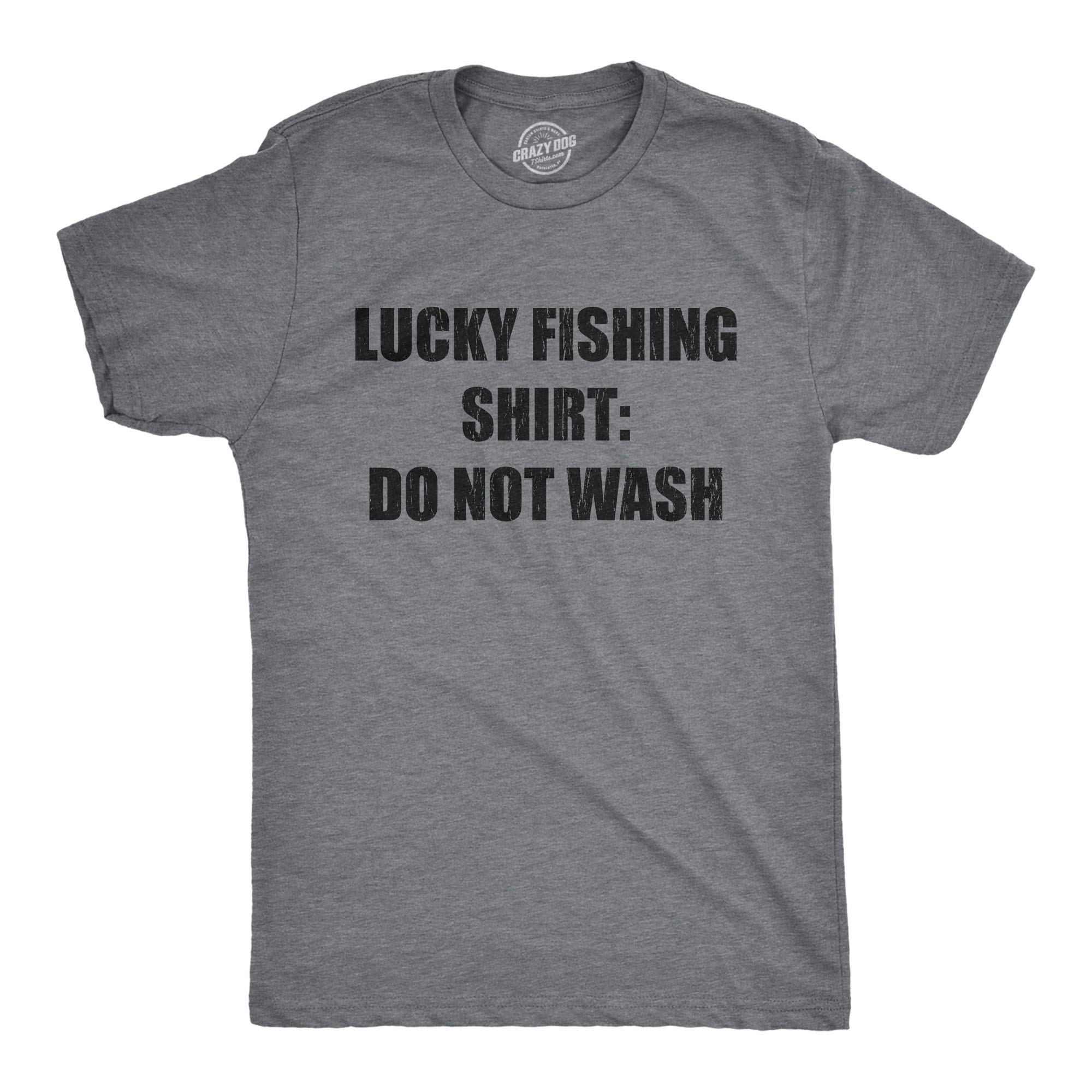 Crazy Dog Mens T Shirt Funny Fishing Joke Tees Novelty Fisherman Shirts
