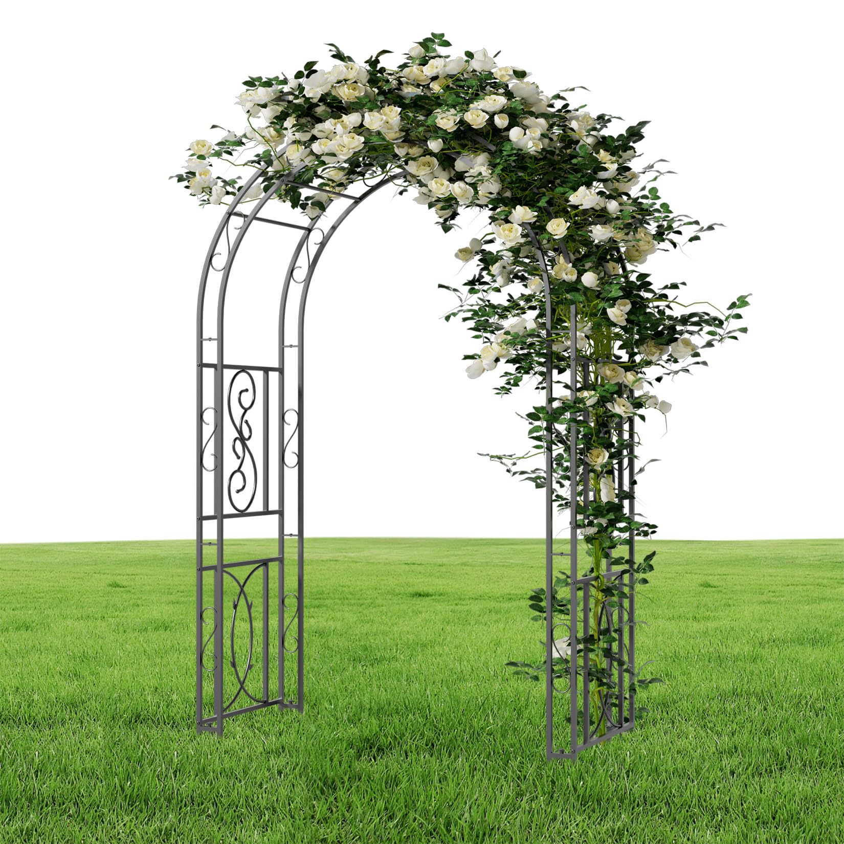 Arche De Jardin Métal Stéréoscopique Outour - Support Plantes Grimpantes Noir 228cm