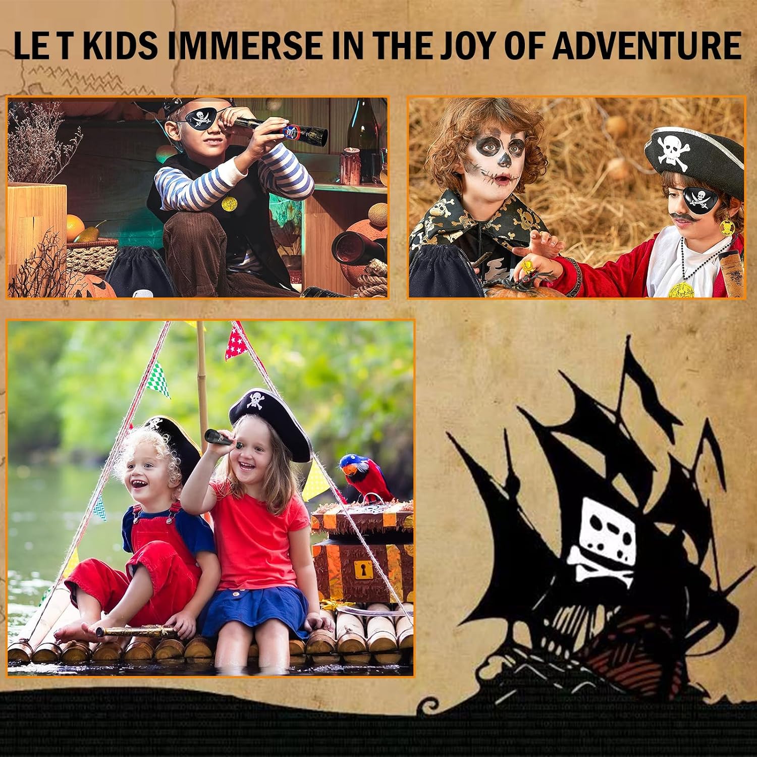 Kids Mini Pirate Treasure Chest Toys - Small Pirate Chest Toy Set Party Favors Supplies for Boys Girls Party (Includes 12 Plastic Gold Coins + 12 Gemstones)