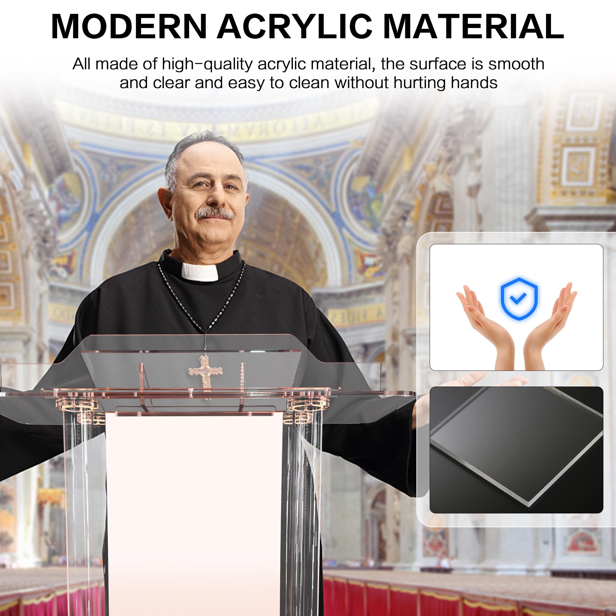 Leggio Podium In Acrilico Trasparente - Pulpito Chiesa, Conferenze, Presentazioni - Foto 12