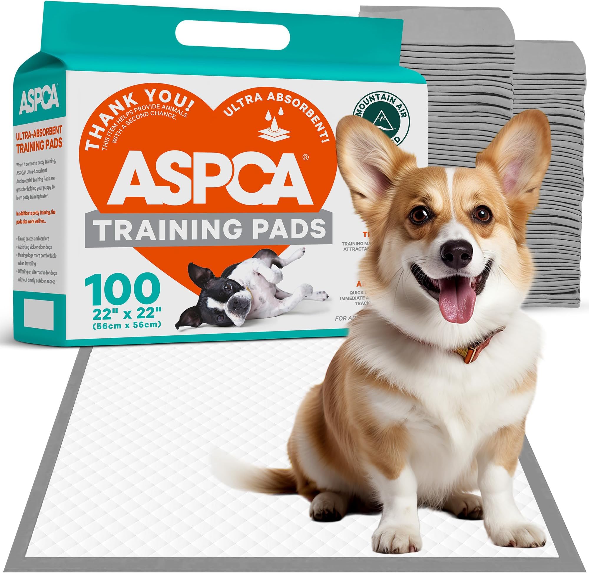 ASPCA Scented Puppy Pads, [100 Count], Dog Pee Pads for Training, Absorbent Potty Pads for Dogs, Quick-Drying Leakproof Large Dog Pads with Odor Control, 22"x22", Puppy Pads for Indoor or Outdoor Use
