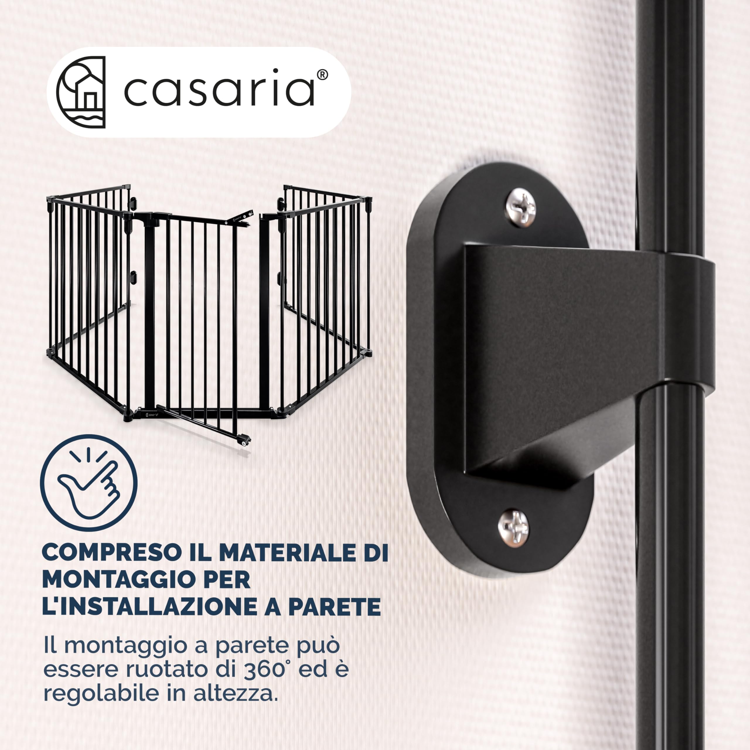 CASARIA Cancelletto di Sicurezza per 306x76cm Protezione | Sportello in Metallo 306x76cm Protezione Cani Animali Barriera, Cancello Camino Scale Stufa, Utilizzo sicuro, Uso flessibile