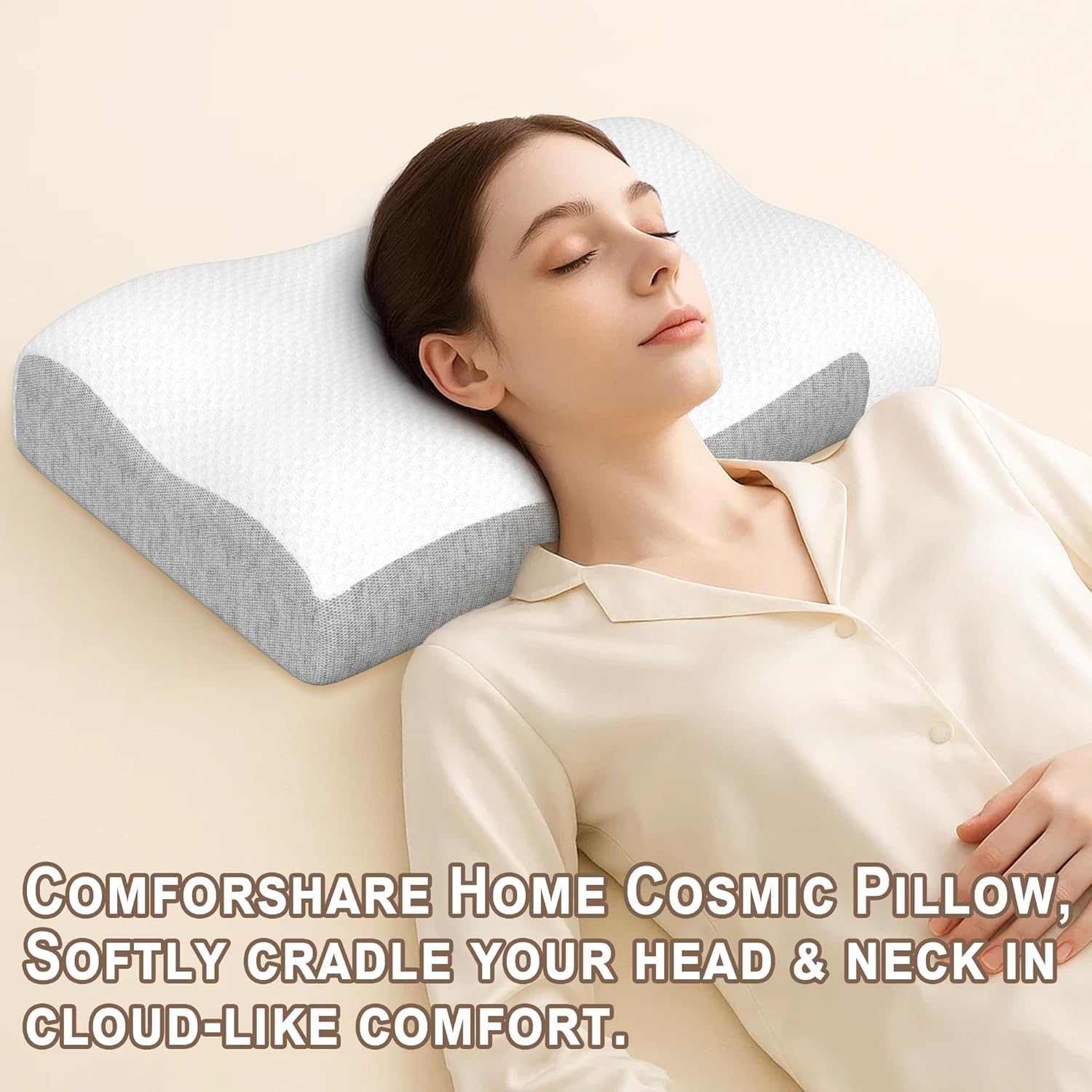 Cervical Memory Foam Pillow for Neck Pain Relief – Ergonomic Contour Pillow for Side, Back & Stomach Sleepers – Eco-Friendly & Durable