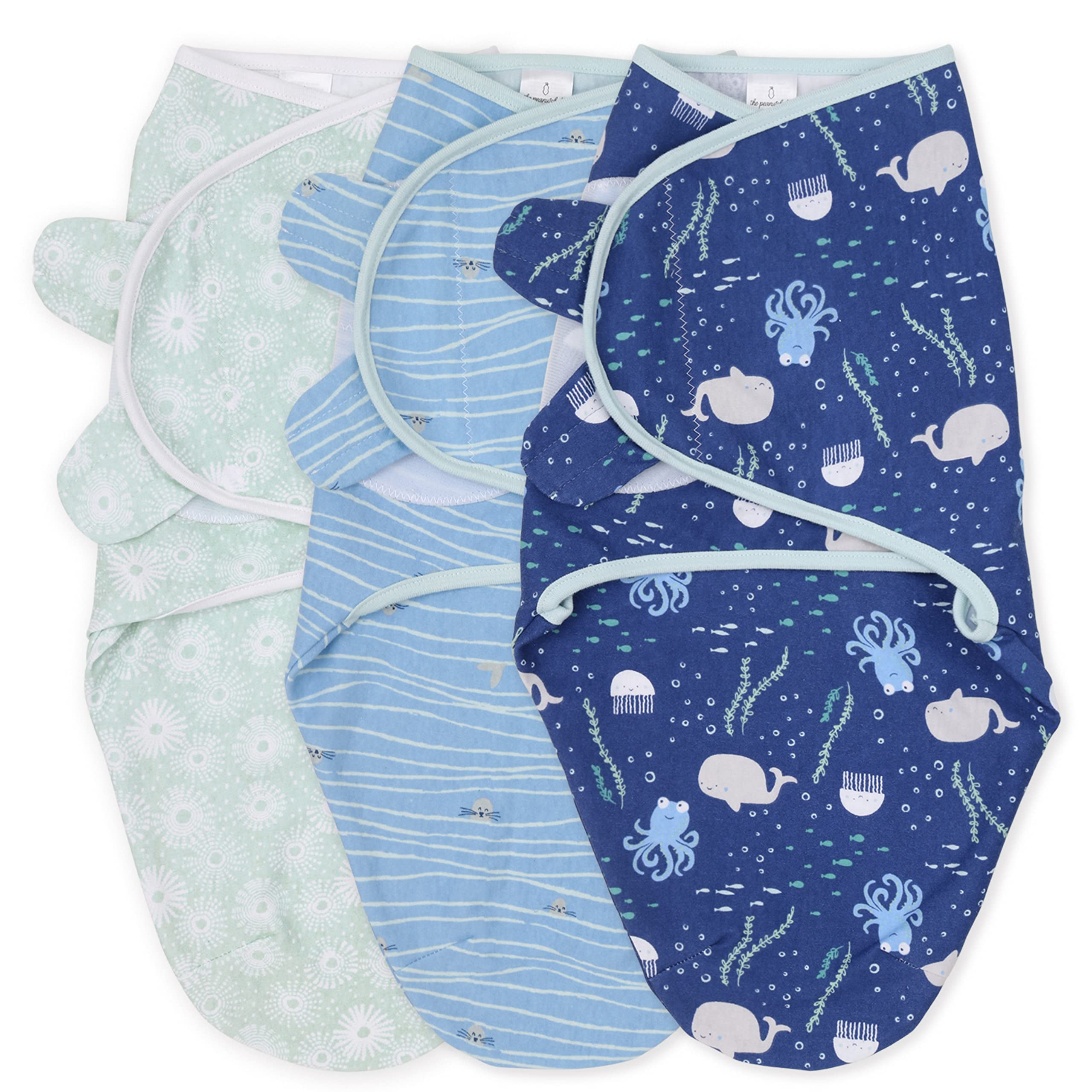 The Peanutshell Baby Swaddle Set for Boys or Girls - Unisex 3 Pack - Nautical Theme (Medium/Large - 3-6 Months)