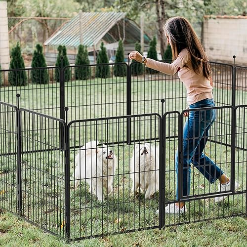 Miniatura 5 de Corralito portátil para perros, valla de ejercicio de metal resistente para mascotas, corral para interiores y exteriores, corral para mascotas para