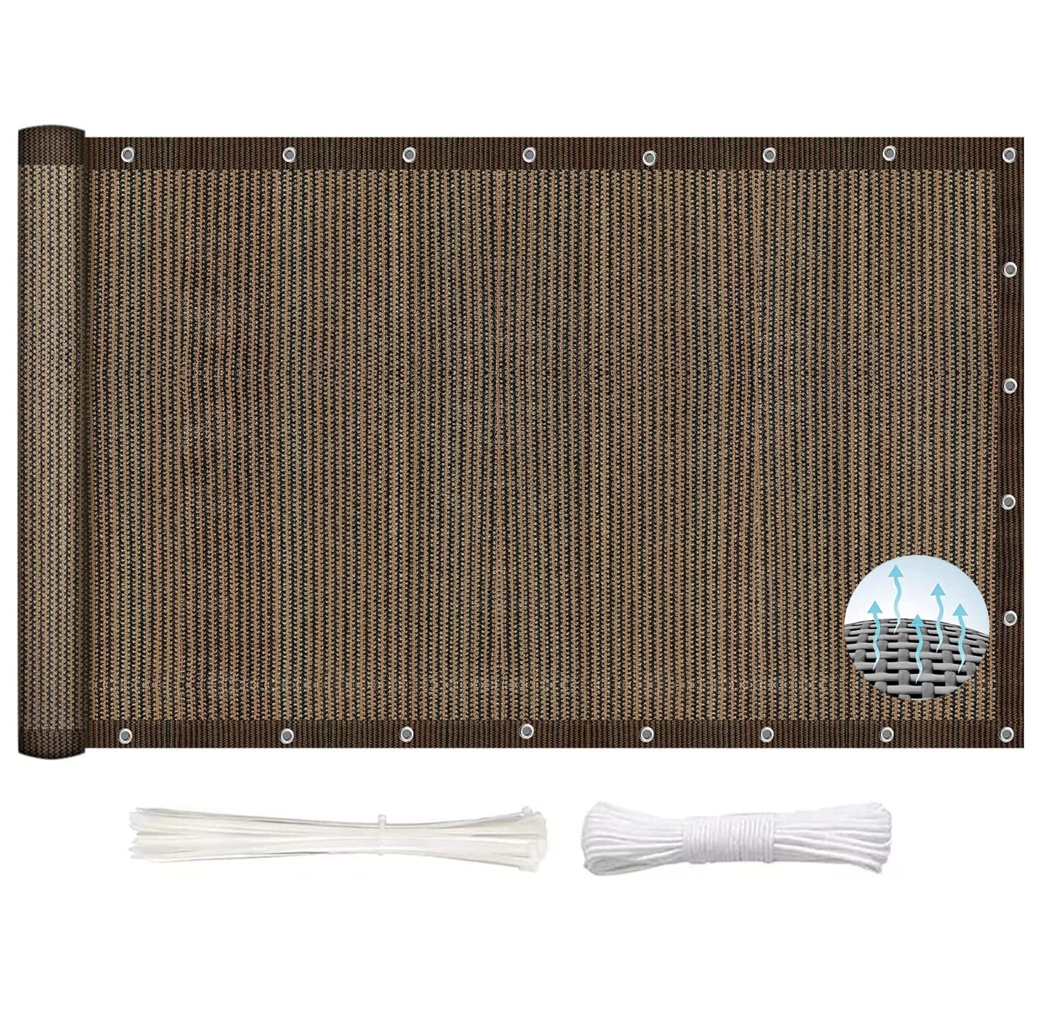 GLDYTVF Brown Rectangle Sun Shade Sail 3x3.4m Outdoor Patio Canopy for Garden Terrace with UV Protection and Awning Shelter