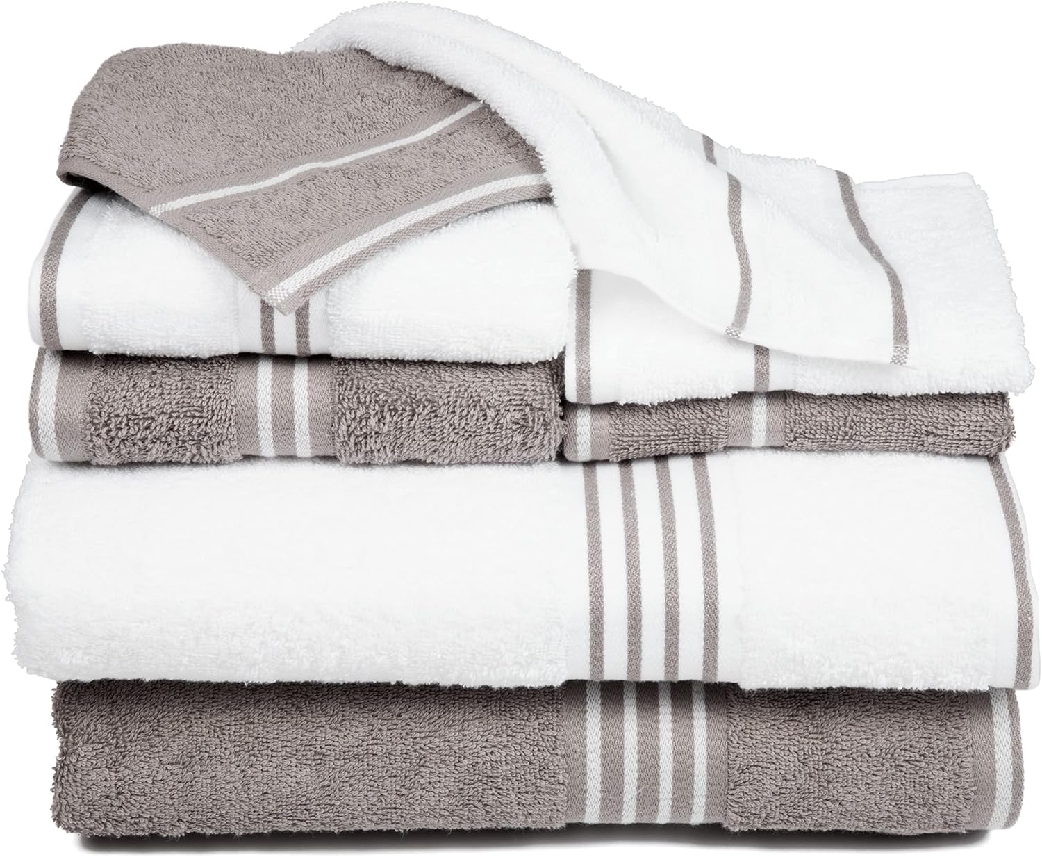 Lavish Home Rio 8 Piece 100% Cotton Towel Set - White & Silver