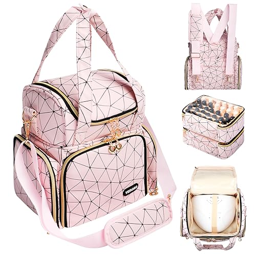 Bolsa organizadora de esmalte de uñas con capacidad para 70 botellas y lámpara de uñas, bolsa de hombro de piel sintética para almacenamiento de