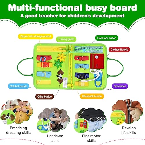 Vista 30 de Busy Board - Juguetes Montessori para niños y niñas de 1, 2, 3, 4 años, juguete sensorial para niños pequeños de 1 a 3 años, actividades educativas