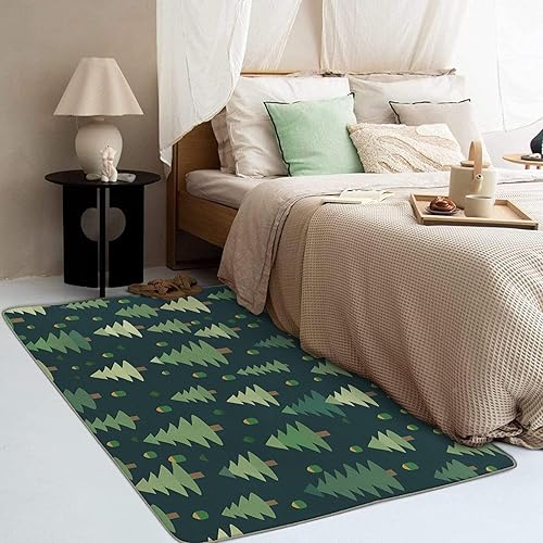 Miniatura 3 de Alfombra de bosque de 6 x 8 pies, alfombra de bosque para sala de estar, dormitorio, alfombra de área de pino para niños y decoración de dormitorio,