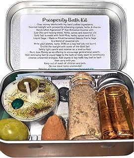 Serious Money Magick Bath & Shower Ritual & Spell Kit | Sage Florida Water & Gold Herbal Salts | White Magic | Handmade Oud Uncrossing Incense (Green - Prosperity - Heart & Solar Plexus Chakras)