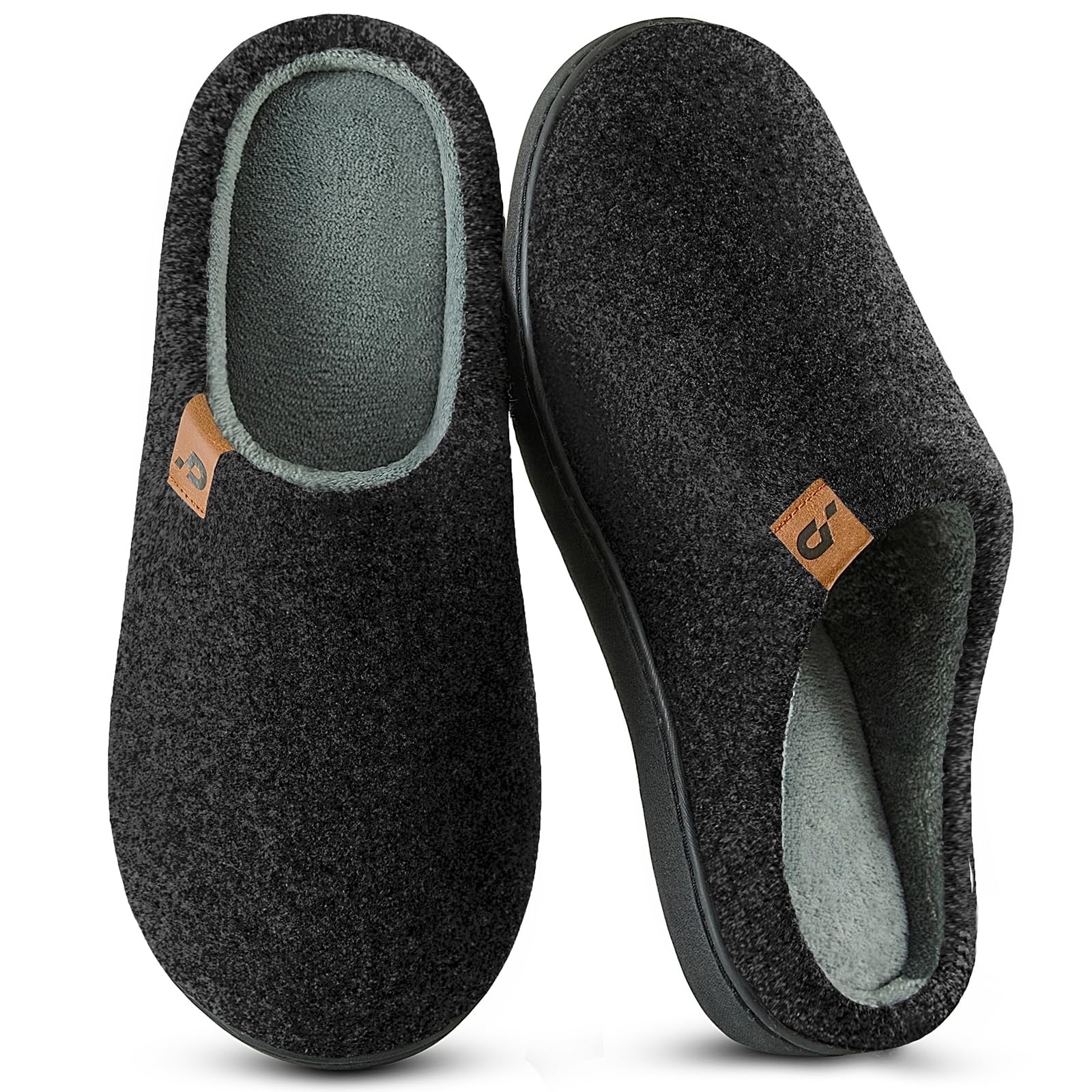 Misolin Pantofola Uomo Calde Feltro Ciabatte Casa Invernali in Memory Foam | Fodera in Sherpa, Calzata Ampia, Morbide & Comode Slippers, Lavabile in Lavatrice, Antiscivolo, Interno/Esterno, Regali