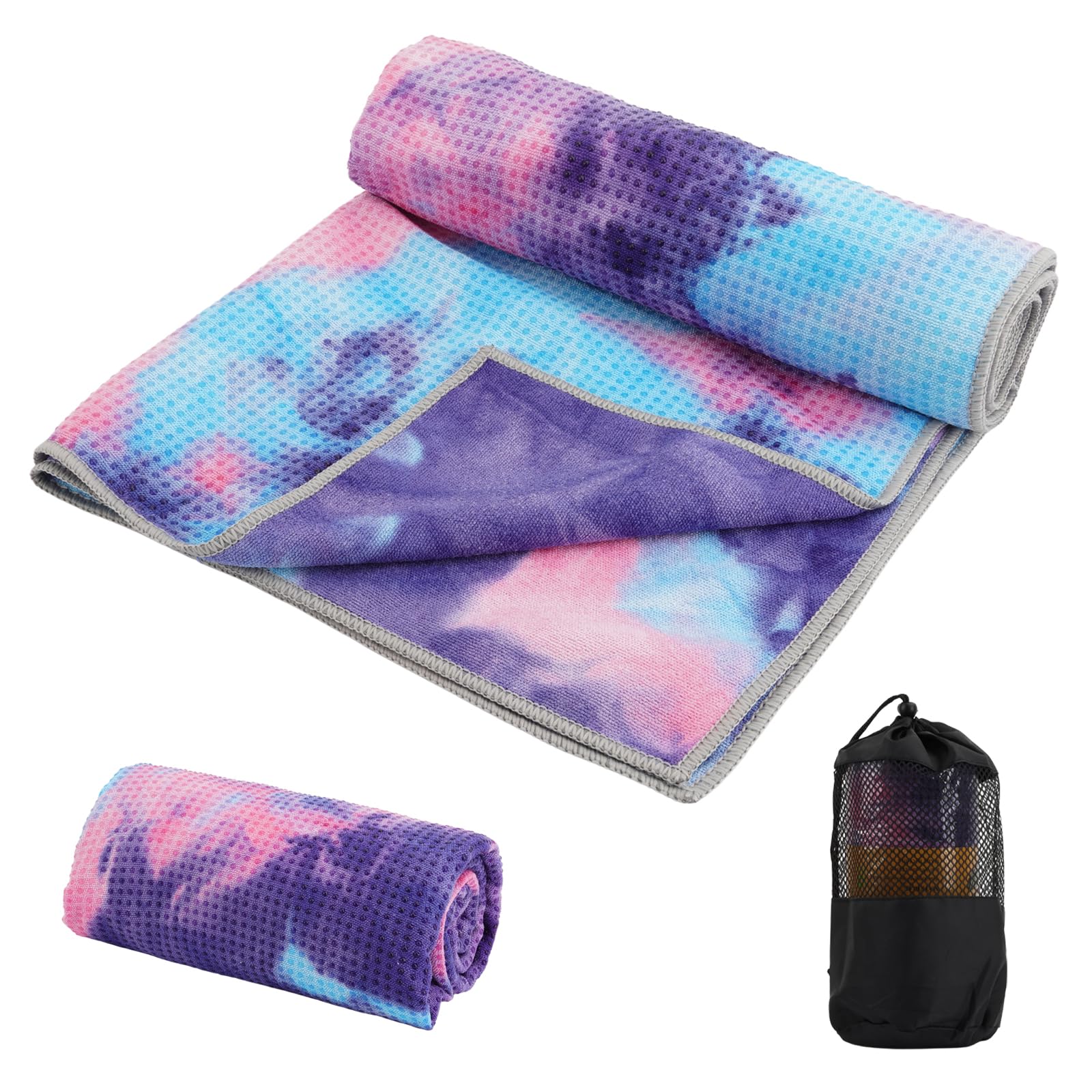 Tappetino da yoga, antiscivolo per yoga caldo con punti di presa, assorbente e borsa per il trasporto in rete