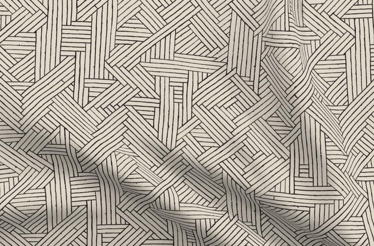 Spoonflower Fabric - Black Geometric Art Deco Lines Tiki Aloha Printed on Upholstery Velvet Fabric Fat Quarter - Upholstery Home Decor Bottomweight Apparel