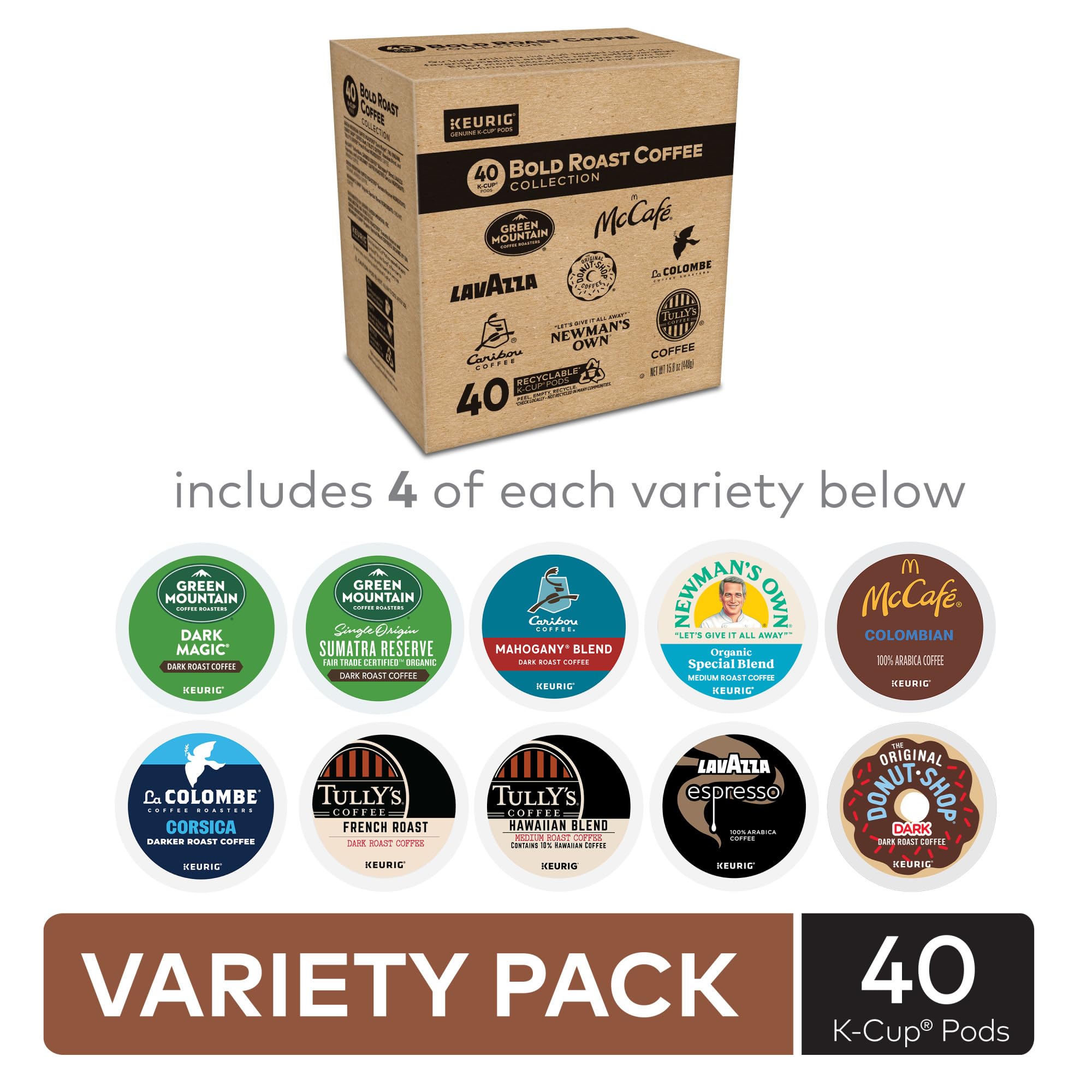 Keurig Bold Roast Coffee Collection Variety Pack Keurig Single Serve K-Cup Pods 40ct — view 2