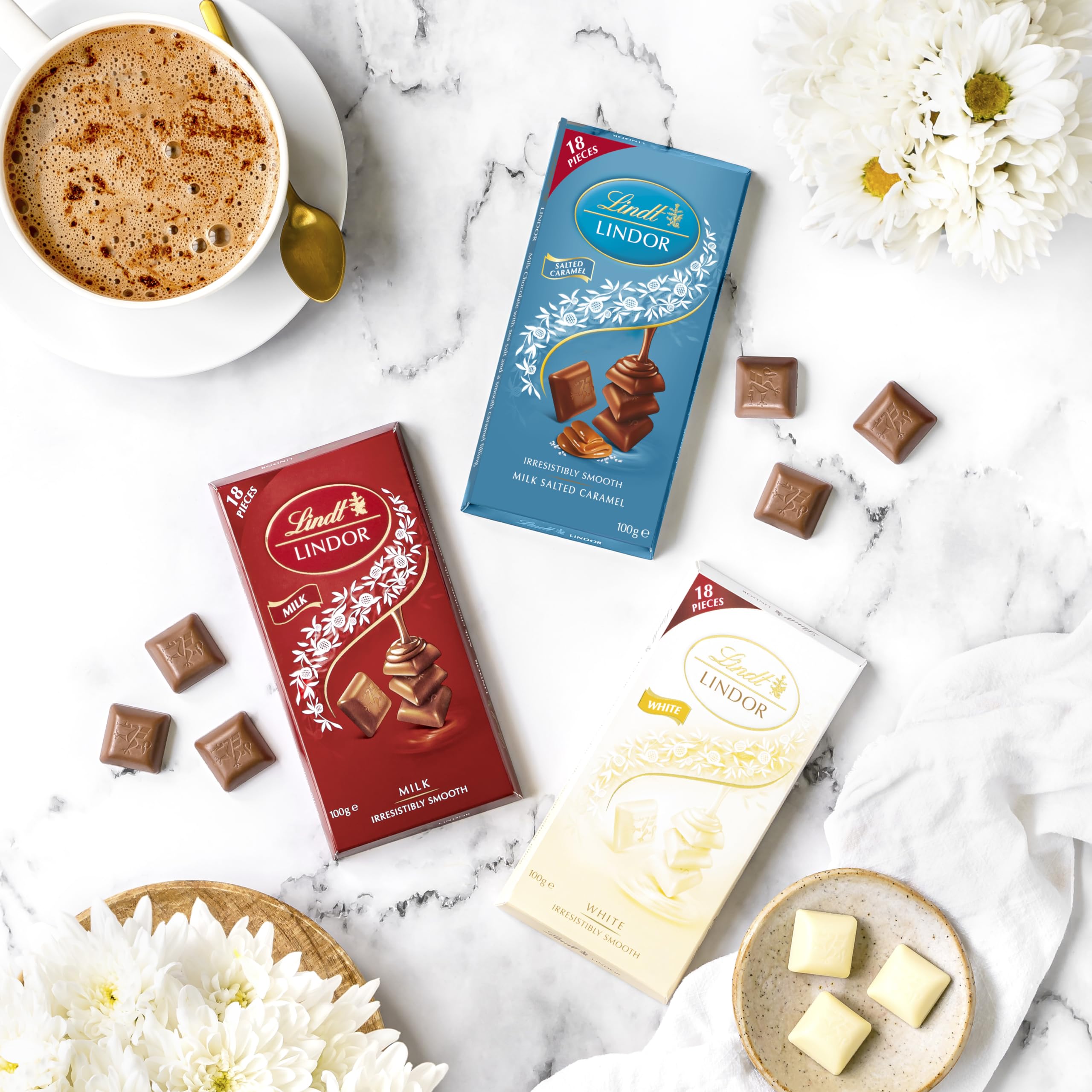 Lindt Chocolate LINDOR SINGLES Chocolate con leche y caramelo salado, tableta de chocolate leche, cremoso, con interior de chocolate con leche