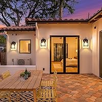 Vista 6 de Farol de pared para exteriores, aplique de pared impermeable de chocolate oscuro exterior, lámpara de pared para puerta delantera con vidrio