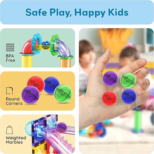 Miniatura 31 de PicassoTiles Paquete de expansión magnético de mármol para bloques de construcción de azulejos magnéticos, kit de juguetes de construcción