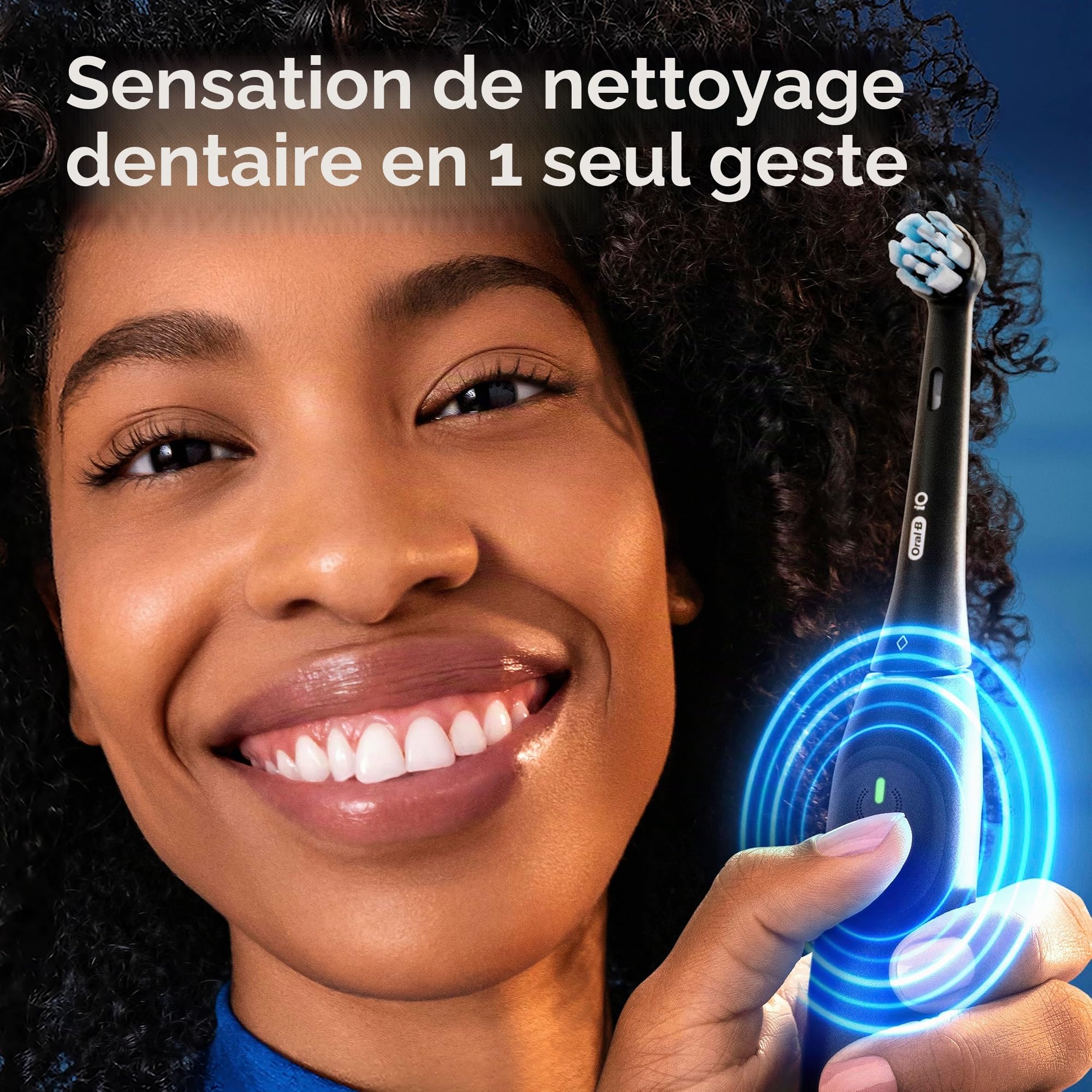 Oral-B iO Brosse à Dents Électrique Série 2 Rechargeable Bleu Foncé avec 1 Tête de Brosse de Soin Souple, Capteur de Pression Automatique pour Protéger Les Gencives, 3 Modes, Minuterie de 2 Minutes