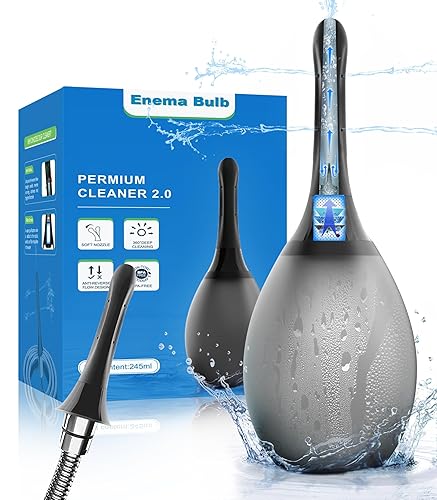 Anal Douche Enema Bulb Kit for Men - 8.3oz, Anti-Backflow
