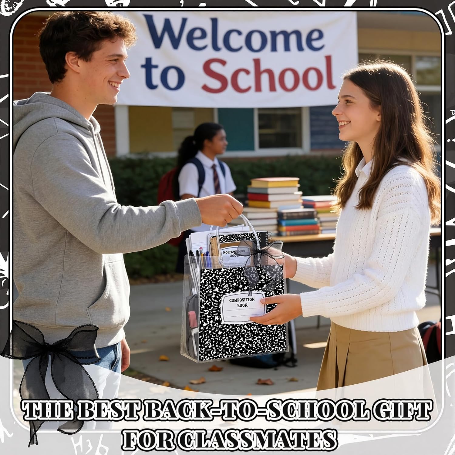 Motipuns 24 Pcs Back to School Clear PVC Gift Bags with Handles and Ribbon Reusable Plastic Workbook Style Tote Bags First Day of School Party Favor for Birthday Baby Shower Classroom Party Supplies