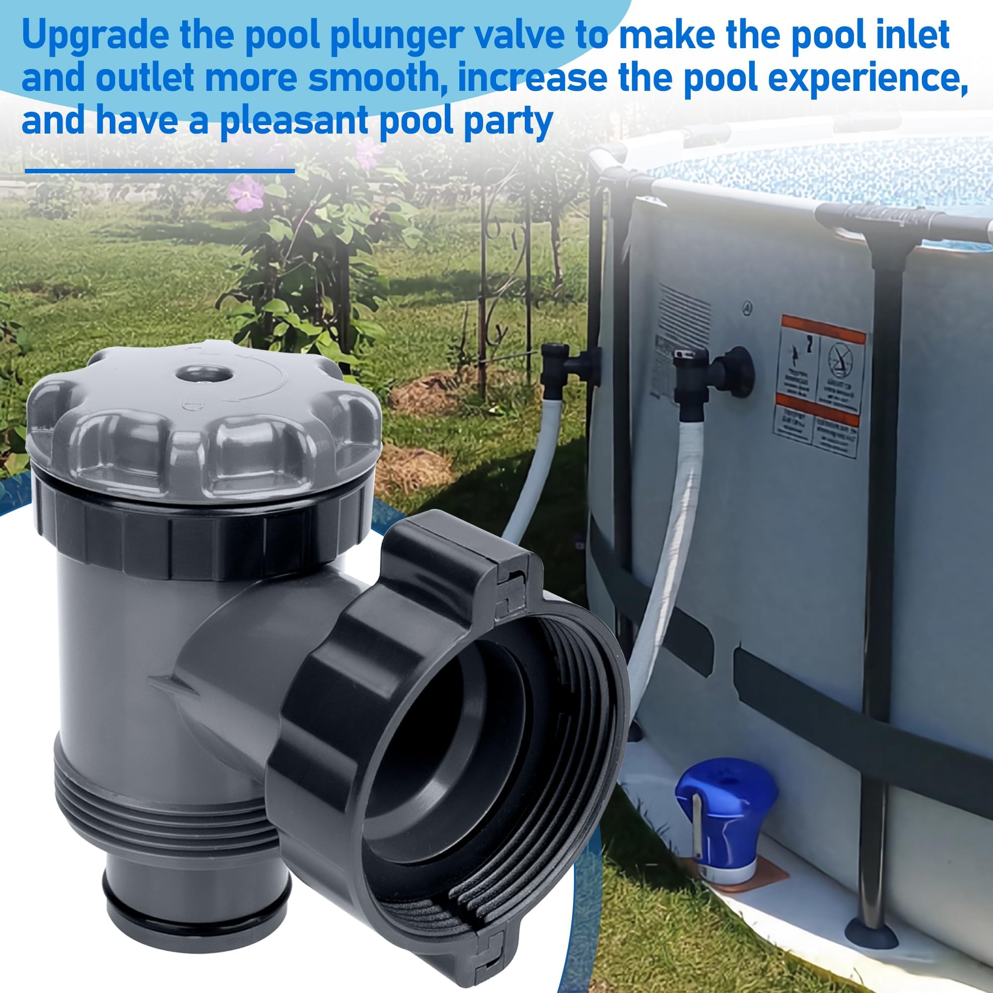 VáLvula De Entrada/Salida Para Compatible Con Coleman, Intex,Bestway,Piezas De Repuesto De Bomba De Piscina,Bomba De Filtro De Piscina Fuera Del Suelo,Para Manguera De 38 MM Pulgadas(2 Piezas)
