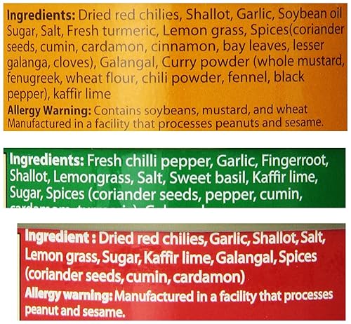 Miniatura 3 de Juego de pastas de curry tailandesas verdes, rojas y amarillas (versión original), 4 onzas (paquete de 6)