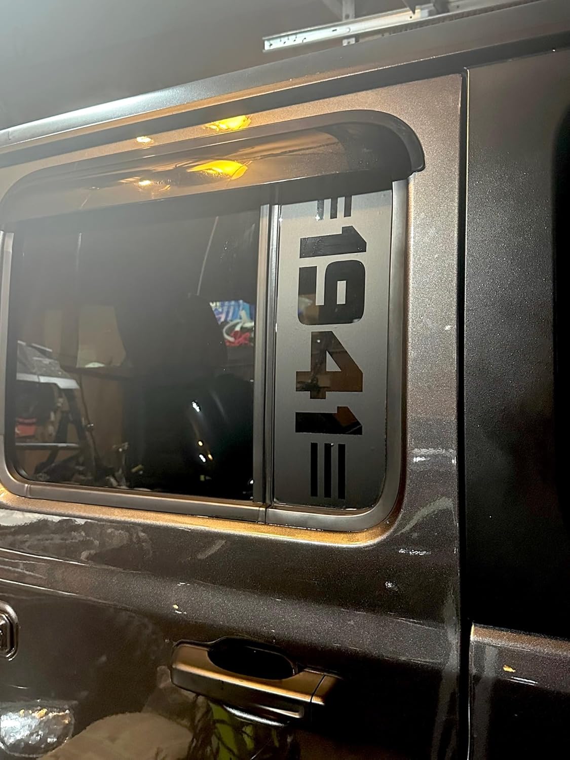 Pair of Matte Black Small Window 1941 with 3 Small Lines Decal Decals Vinyl Sticker Graphics fit Any 2018 2019 2020 2021 2022 2023 4 Door Wrangler or Gladiator JL JLU Sahara Willys Rubicon 4xe