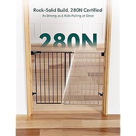 Babelio Baby Gate for Stairs, Kitchen & Doorways, No Bottom Bar| Easy Installation| One-Handed Operation| Auto-Close| Hardware Mount (Drill Needed) Safety Dog Gate (Black - B17, 29-49 W, 28 H)