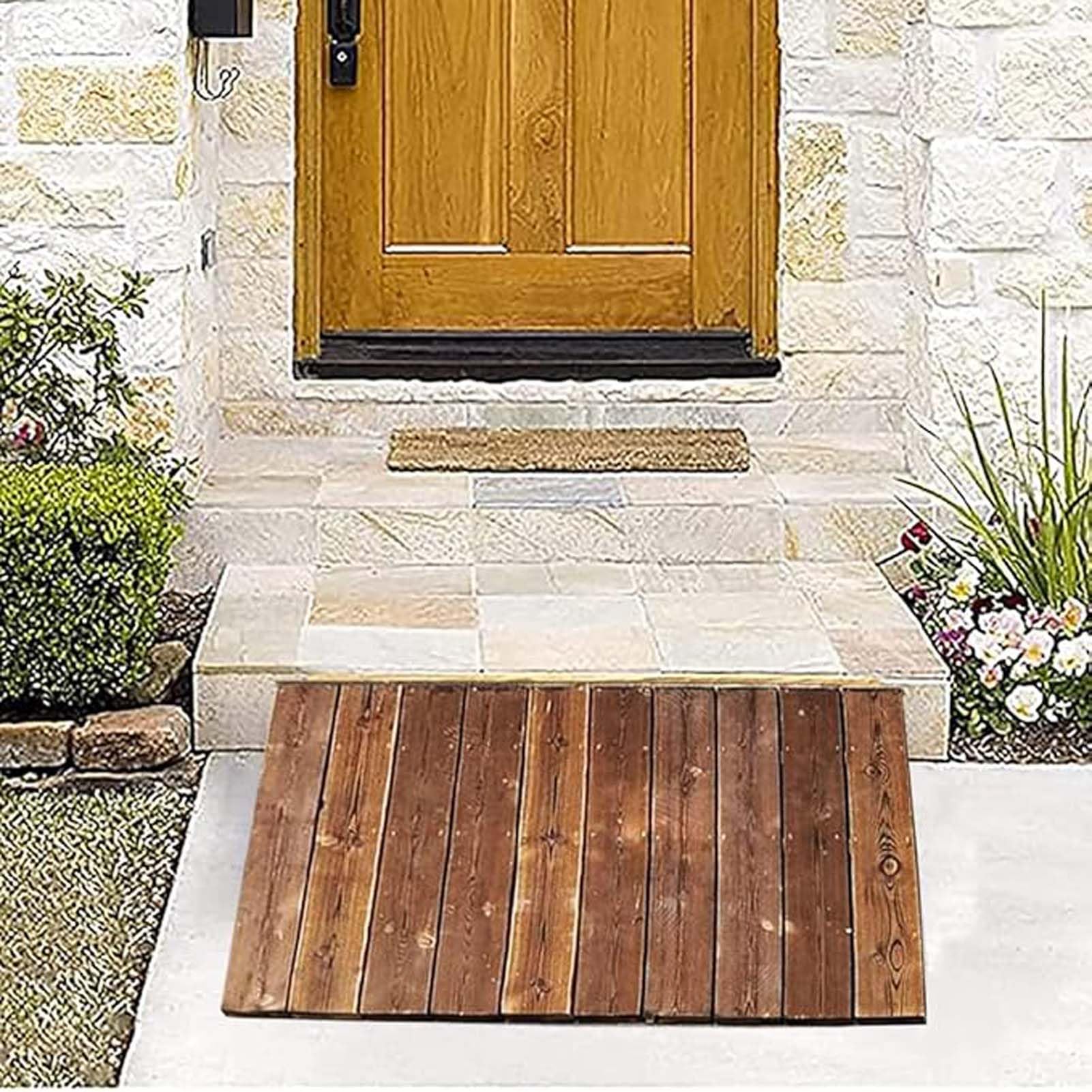 Rampa de Movilidad L 80 x W 90 x H 25 cm, Rampa de Acera de Madera, Rampas de Bordillo Escalonadas, Antideslizante, para Garaje, Puerta de Patio, Cobertizo, Muelle de Carga, Entrada