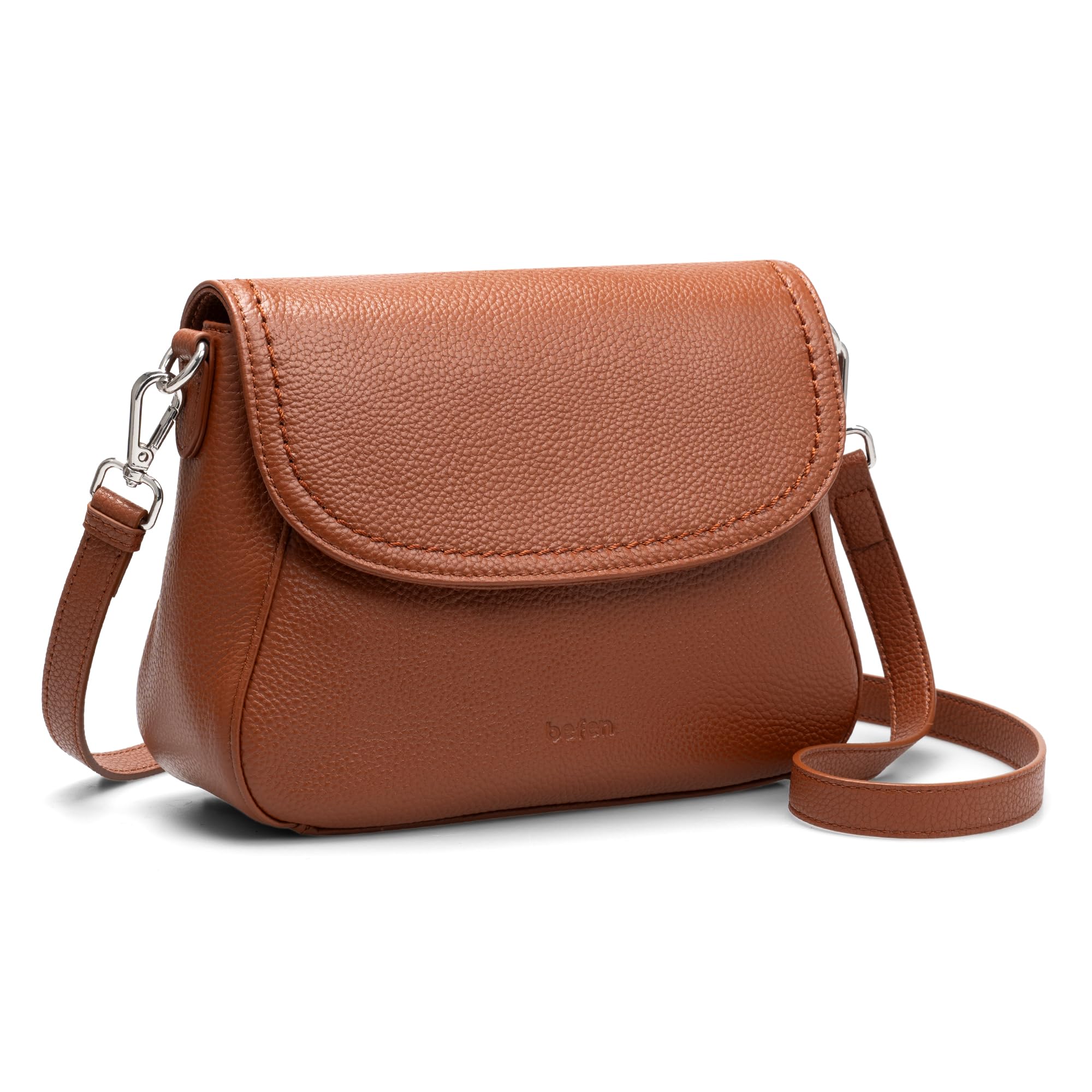 befen Bolsos Bandolera de Cuero Auténtico para Mujer con Protección RFID - Bolso Medio Tipo Silla de Montar - Bolso de Cruz