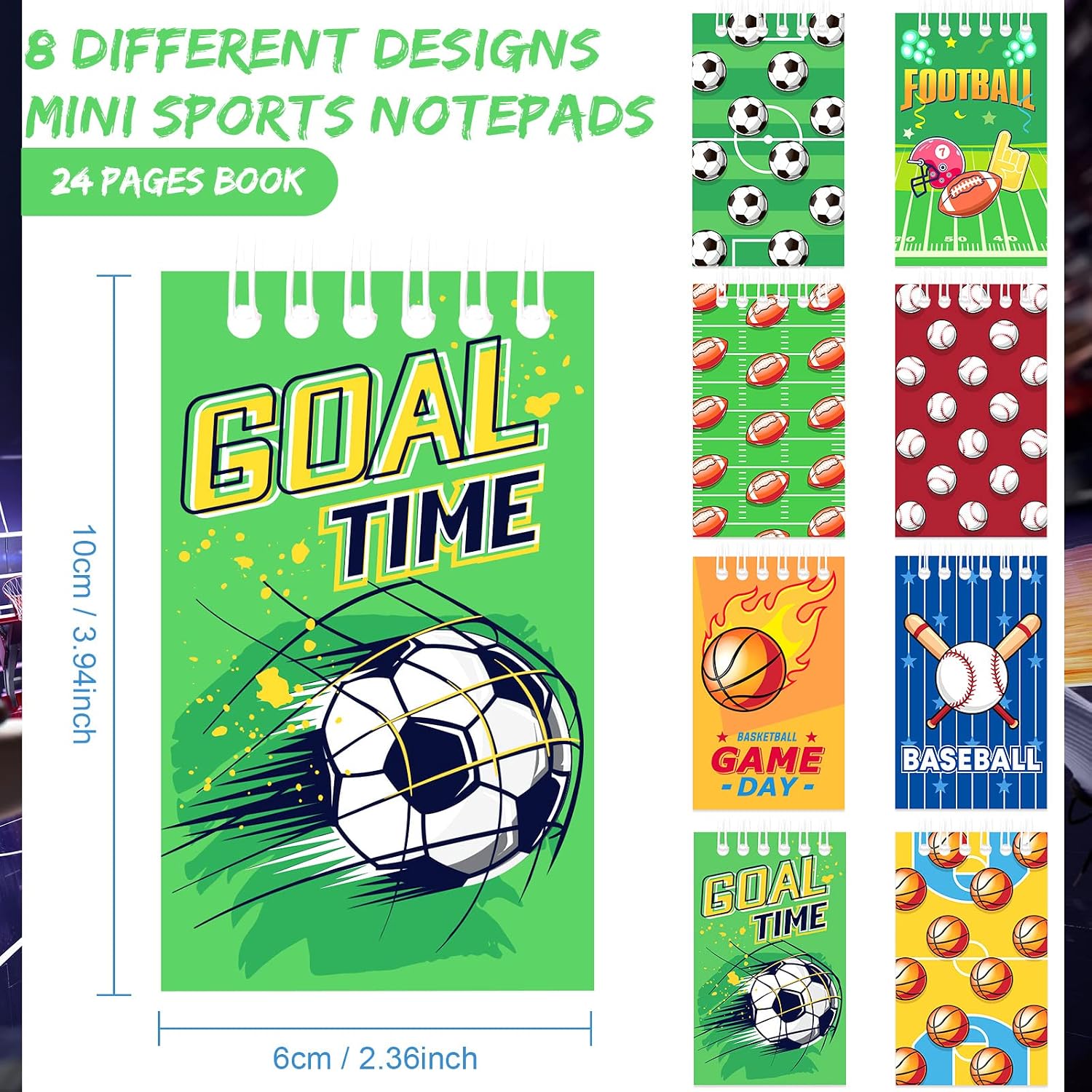 Pajean 24 Pcs Sports Mini Notepads Bulk, Party Favors and Team Gifts image 2