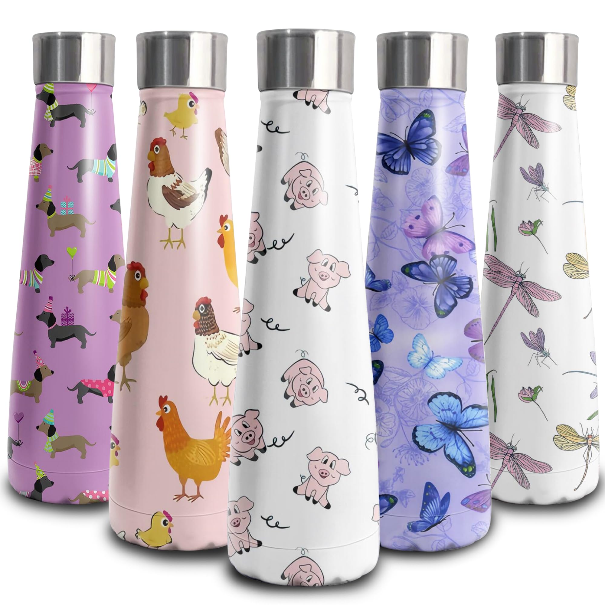 Kearscupra 16 oz Pig Stainless Steel Water Bottle, Leak Proof Cola Shape Thermo, Insulated Sports Flask Travel Coffee Mug Cup Tumbler, Gifts for Woman Animal Lovers